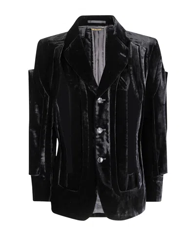 Comme Des Garçons Single-breasted Velvet Blazer In Black