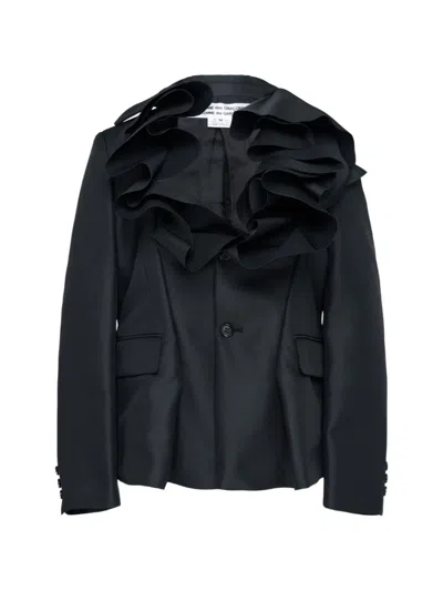 Comme Des Garçons Polyester Gabardine Medium Jacket In Black