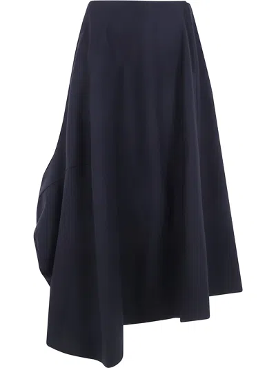 Comme Des Garçons Skirt Asymmetrical Light Wool Tropical Mid In Black