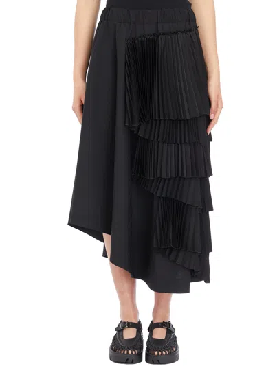 Comme Des Garçons Skirt In Wool A Balze In Black