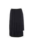 Comme Des Garçons Pleated Asymmetric Midi Skirt In Black