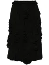 Comme Des Garçons Panel Ruched Georgette Midi Skirt In Black