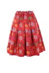Comme Des Garçons Flared Midi Skirt - Red In Multicolour