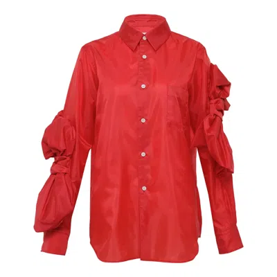 Comme Des Garçons Sleeve Bowknot Blouse In Red