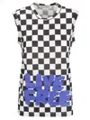 Comme Des Garçons Checked Slogan-print Tank Top In White