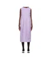 Comme Des Garçons Purple Tulle Tape Embroidery Midi Dress In Purple