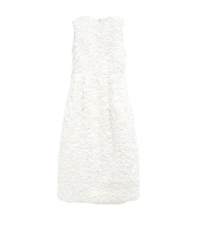 COMME DES GARÇONS FLORAL-APPLIQUÉ MIDI DRESS