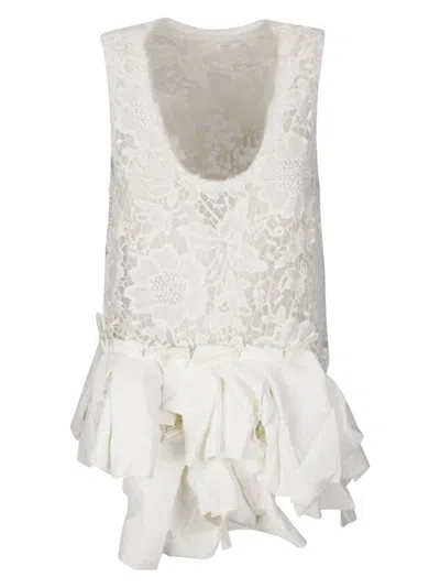 Comme Des Garçons Sleeveless Embroidered Shirt In White