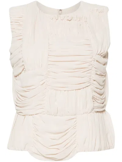 Comme Des Garçons Sleeveless Ruched Blouse In Neutrals