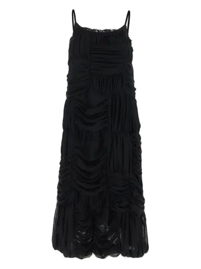 Comme Des Garçons Sleeveless Ruched Dress In Black