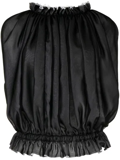 Comme Des Garçons Sleeveless Ruffle Top In Black