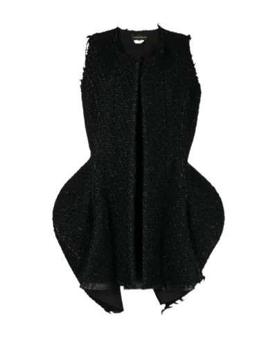 Comme Des Garçons Sleeveless Wool Coat In Black