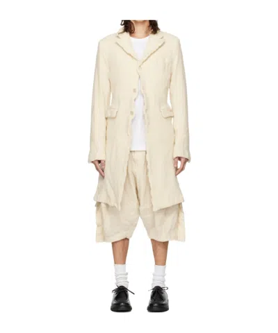 Comme Des Garçons Slit Detail Coat In White