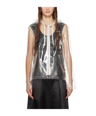 Comme Des Garçons Slogan-print Transparent Jacket In Black