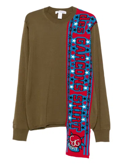 Comme Des Garçons Slogan Stars Sweater In Brown