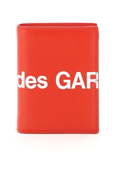 Comme Des Garçons Small Bifold Wallet With Huge Logo In Red (red)