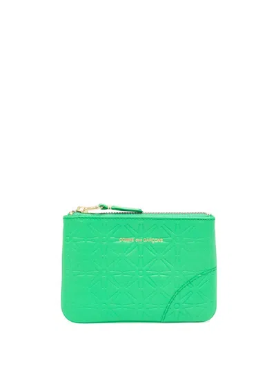 Comme Des Garçons Small Embossed Pattern Leather Wallet In 绿色