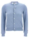 Comme Des Garçons Light Blue Small Heart Cardigan In Blue