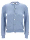 Comme Des Garçons Light Blue Small Heart Cardigan In Blue