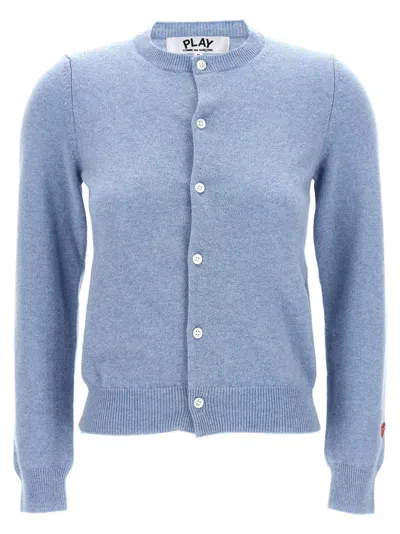 Comme Des Garçons 'small Heart' Cardigan In Blue