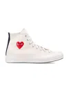 Comme Des Garçons High-top Sneakers With Iconic Heart Design And Rubber Sole In White