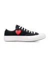 Comme Des Garçons Canvas Sneakers With Contrast Heart Print In Black