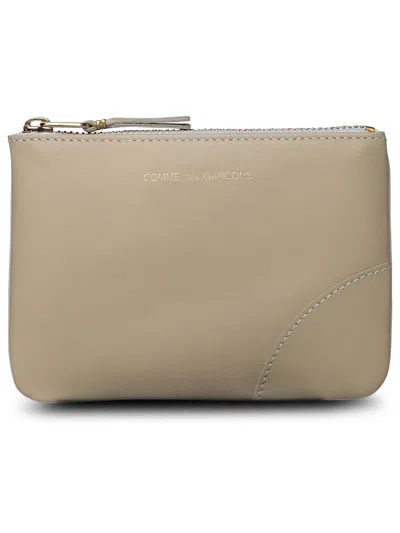 Comme Des Garçons Small Leather Flat Bag In White