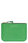 Comme Des Garçons Small Leather Flat Pouch In Green
