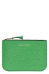 Comme Des Garçons Small Leather Flat Pouch In Green