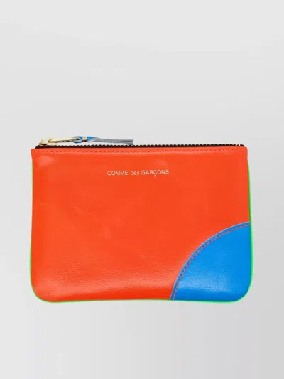 Comme Des Garçons Small Leather Fluo Wallet With Gold Hardware