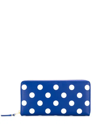Comme Des Garçons Polka Dot Long Classic Wallet Accessories In Blue