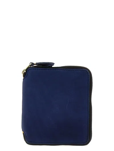 Comme Des Garçons Zipper Compact Wallet Design In Blue