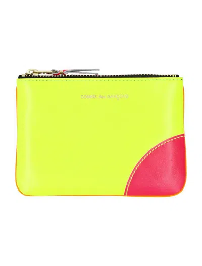 Comme Des Garçons Colour-block Leather Wallet In Yellow Light Orange