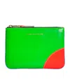 Comme Des Garçons Small Leather Super Fluo Pouch In Blue