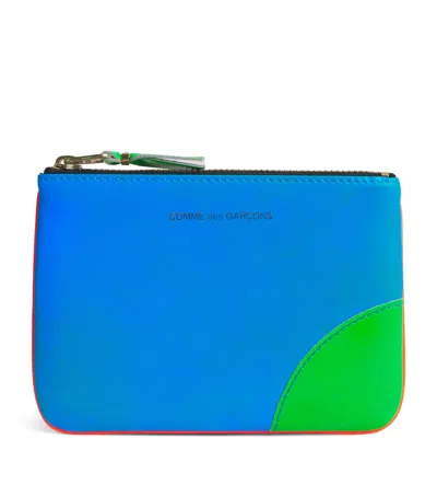 Comme Des Garçons Small Leather Super Fluo Pouch In Green