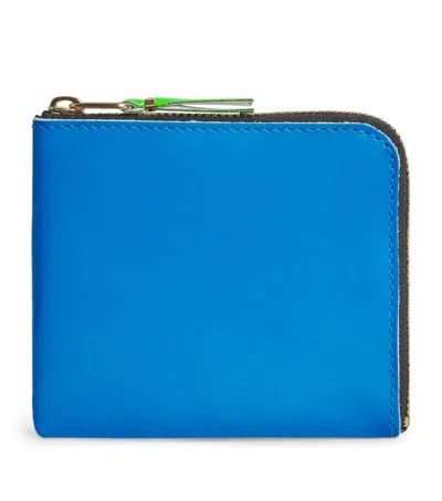 Comme Des Garçons Small Leather Super Fluo Wallet In Blue