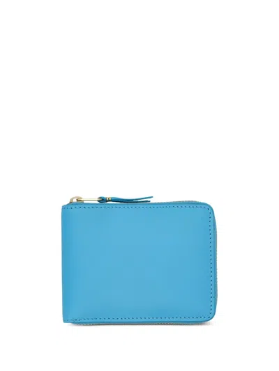Comme Des Garçons Small Leather Wallet In Blue