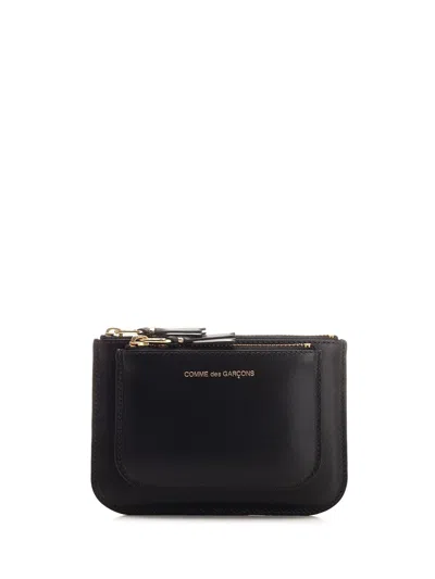 Comme Des Garçons Small Red Leather Coin Purse Wallets Black