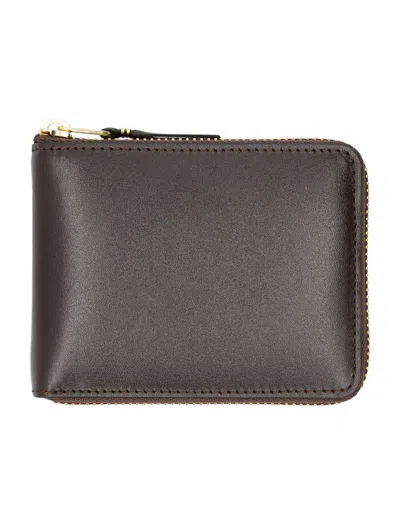 Comme Des Garçons Zipper Compact Wallet Cardholder In Brown