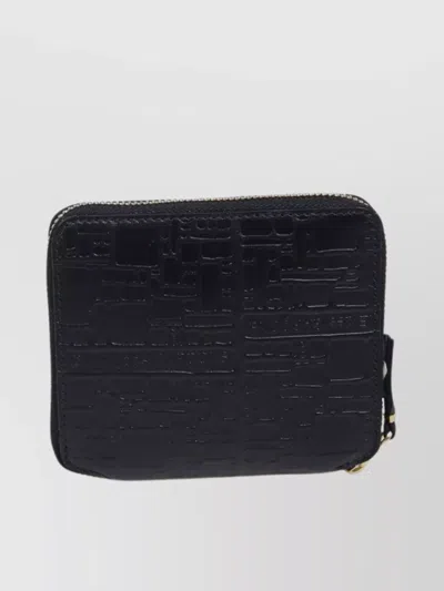 Comme Des Garçons Small Zip Around Wallet With Embossed Logotype In Black