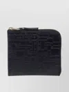 Comme Des Garçons Small Zip Wallet Embossed Logotype In Black