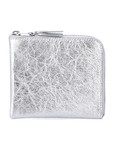 Comme Des Garçons Small Zip Wallet In Silver