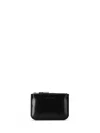 Comme Des Garçons Smooth Black Leather Zip Wallet With Silver Interior In Black