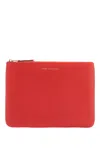Comme Des Garçons Smooth Leather Pouch In Seven Words In Orange (red)