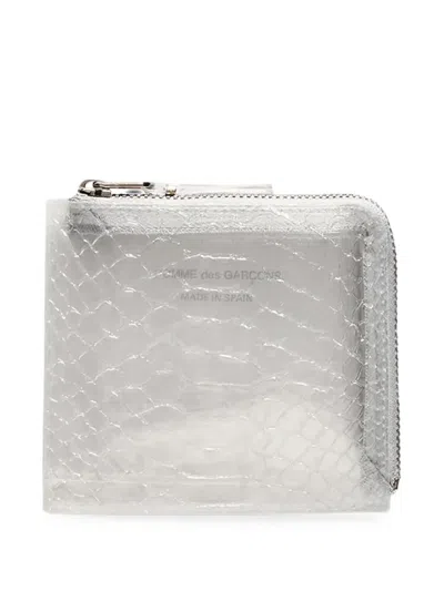 Comme Des Garçons Snake Line Zip-around Wallet In White