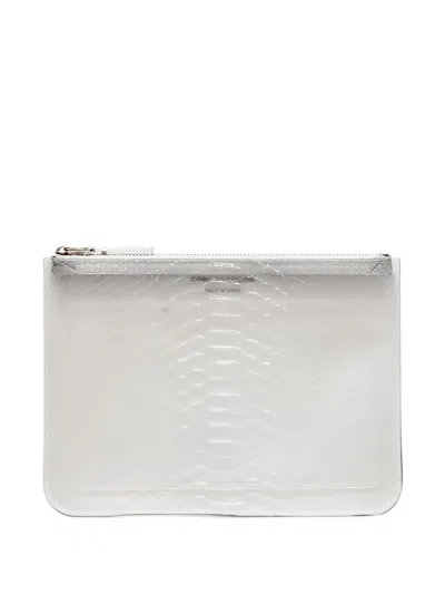 Comme Des Garçons Snake-effect Transparent Wallet In Blue