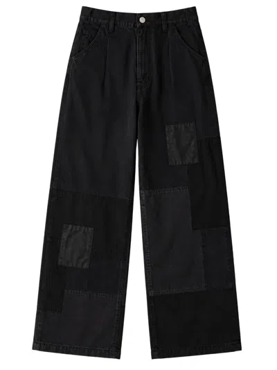 Comme Des Garçons Spliced Canvas Patchwork Wide-leg Pants In Black