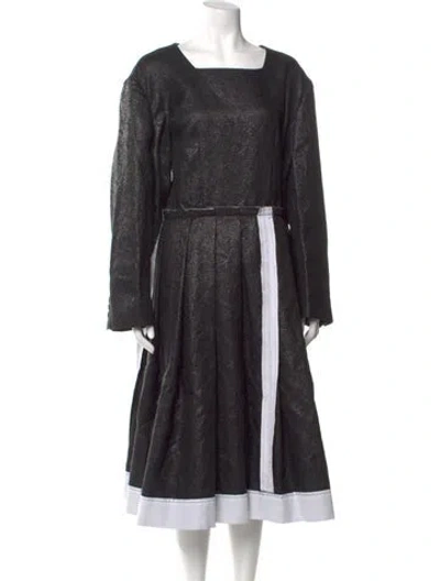 Pre-owned Comme Des Garçons Square Neckline Midi Length Dress In Black