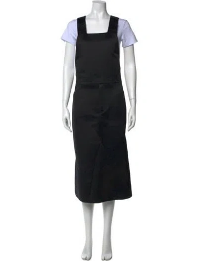 Pre-owned Comme Des Garçons Square Neckline Midi Length Dress In Black