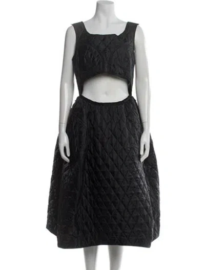 Pre-owned Comme Des Garçons Square Neckline Midi Length Dress In Black